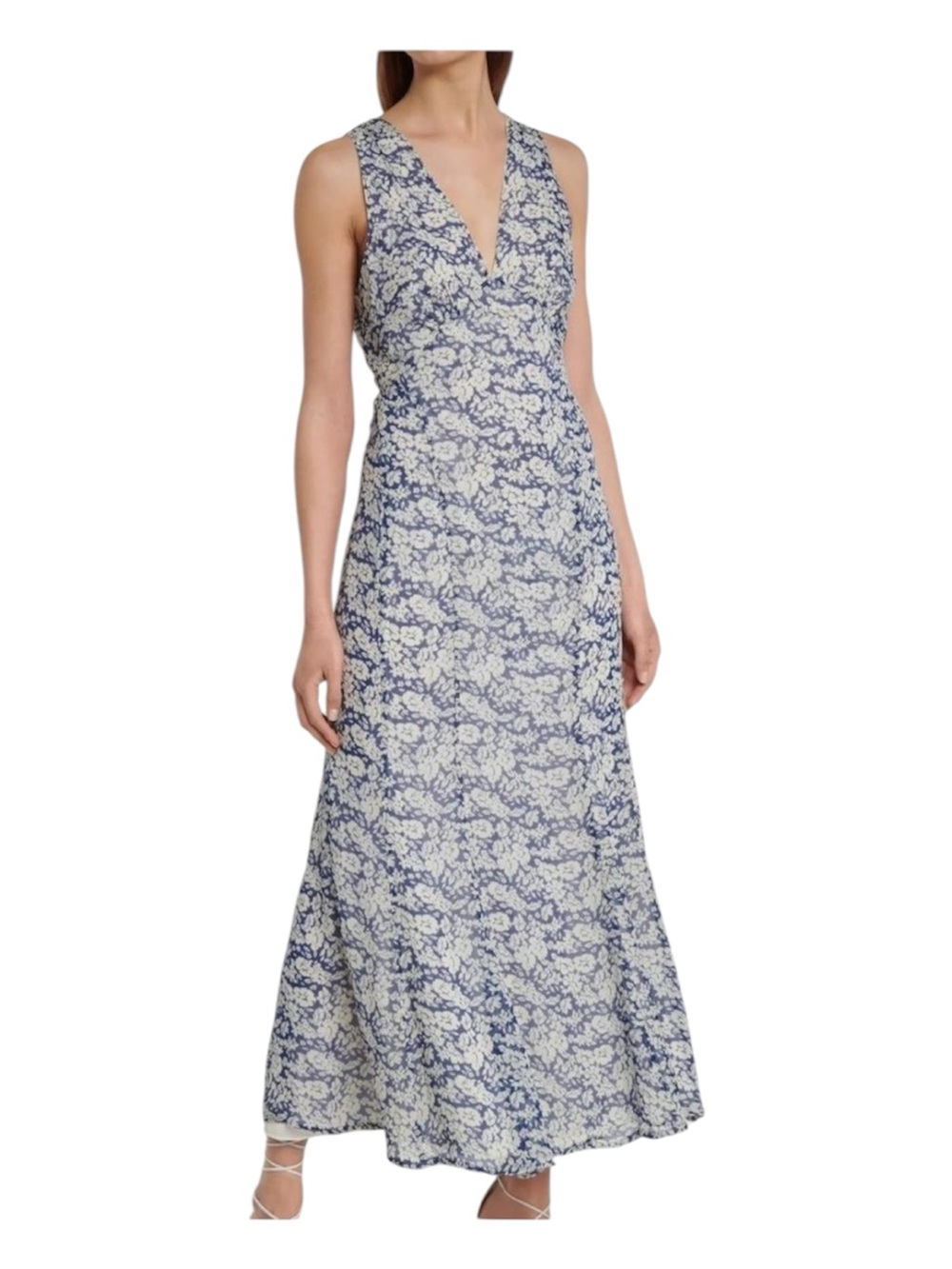 POLO RALPH LAUREN Floral Print V-Neck Midi  Dress